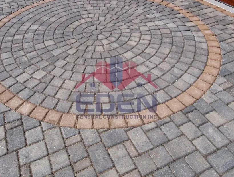 Concrete paver installation project for outdoor patio and driveway