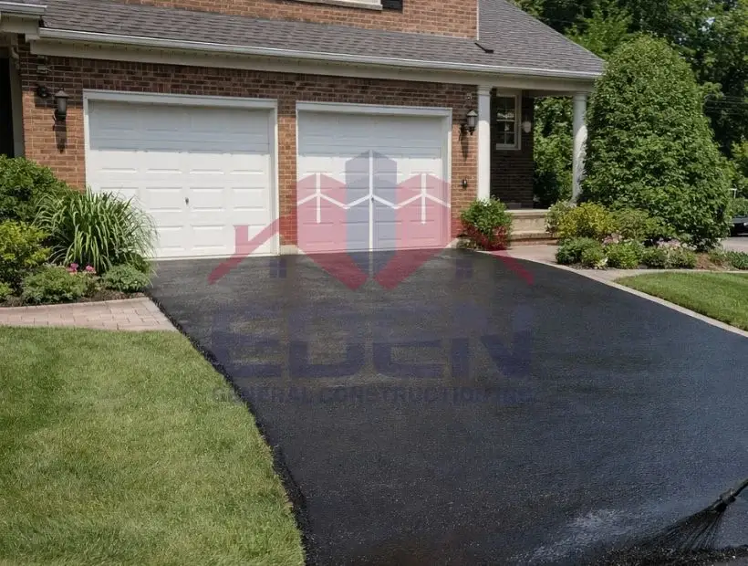 Residential driveway asphalt coating and sealing service